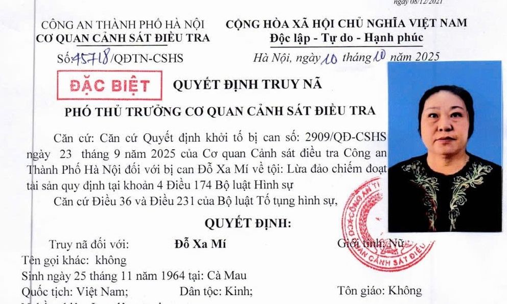 Ai thấy Đỗ Xa Mí sinh năm 1964 liên hệ ngay với Cơ quan điều tra