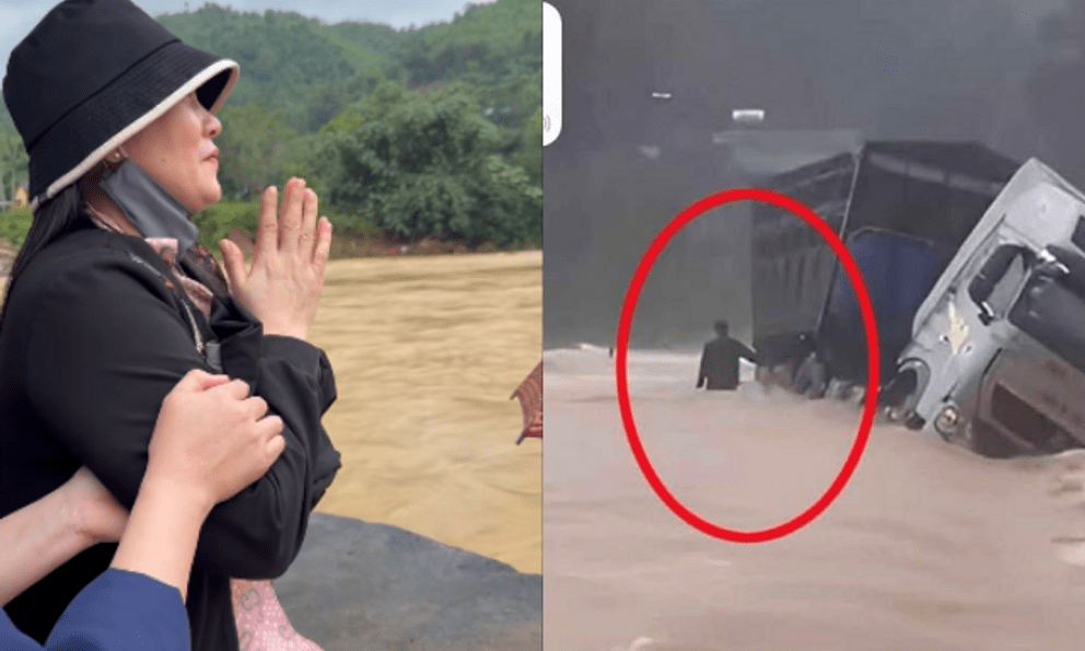 Tiếng khóc xé lòng của vợ tài xế bị lũ cuốn khiến ai nghe cũng nghẹn lại: 