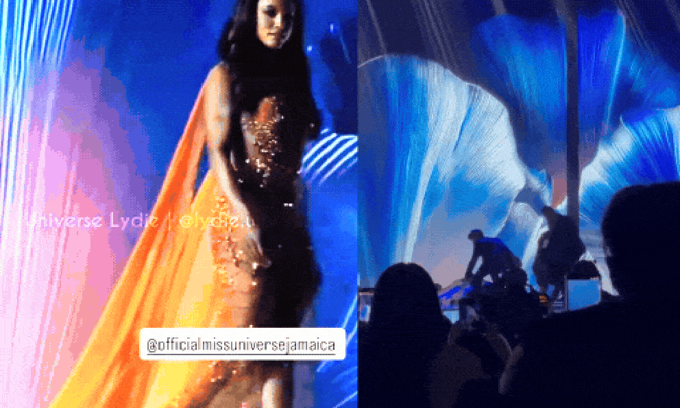 Sự cố nghiêm trọng tại Miss Universe: 1 thí sinh ngã sấp mặt, phải rời sân khấu bằng băng ca cấp cứu