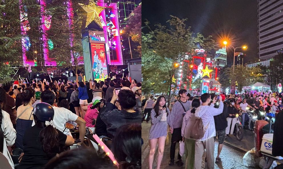 Ngay lúc này: Phố đi bộ Nguyễn Huệ đông nghịt người xe, hàng quán hốt bạc nhờ 2 concert đối đầu