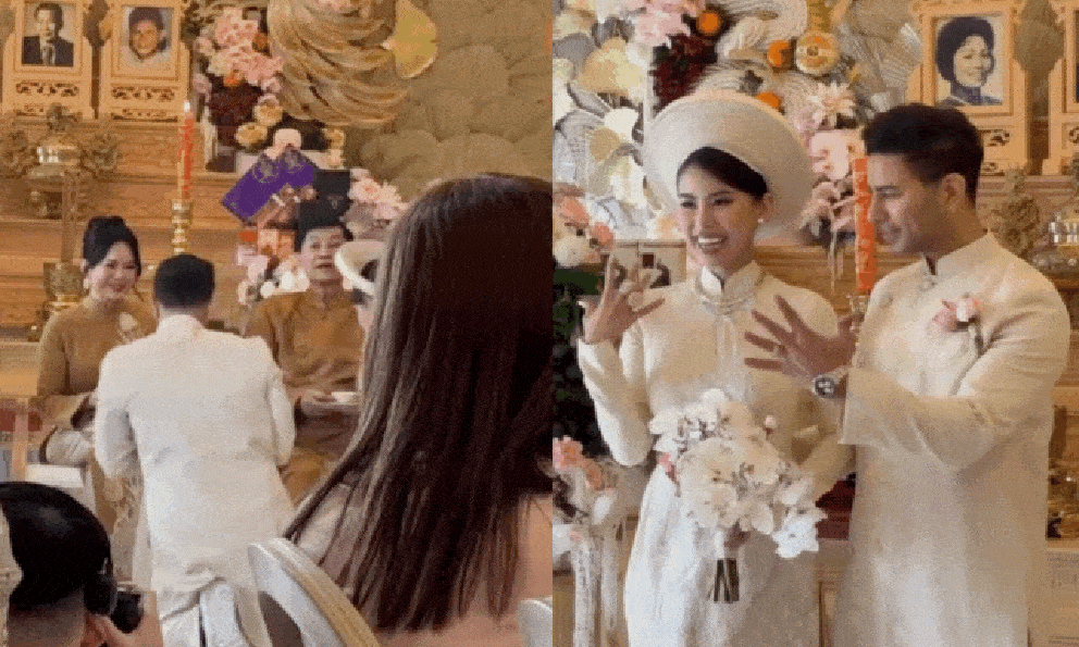 Cận cảnh nghi thức lễ gia tiên của Tiên Nguyễn và chồng gốc Dubai trong 
