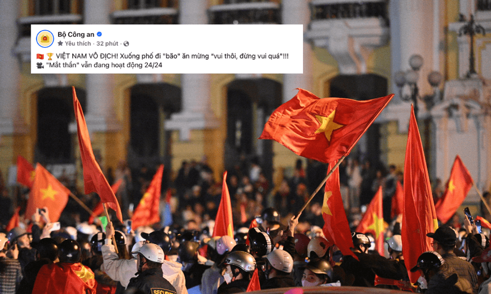 Fanpage Bộ Công an post 1 ảnh “nhắc khéo” người dân trong đêm Việt Nam vô địch
