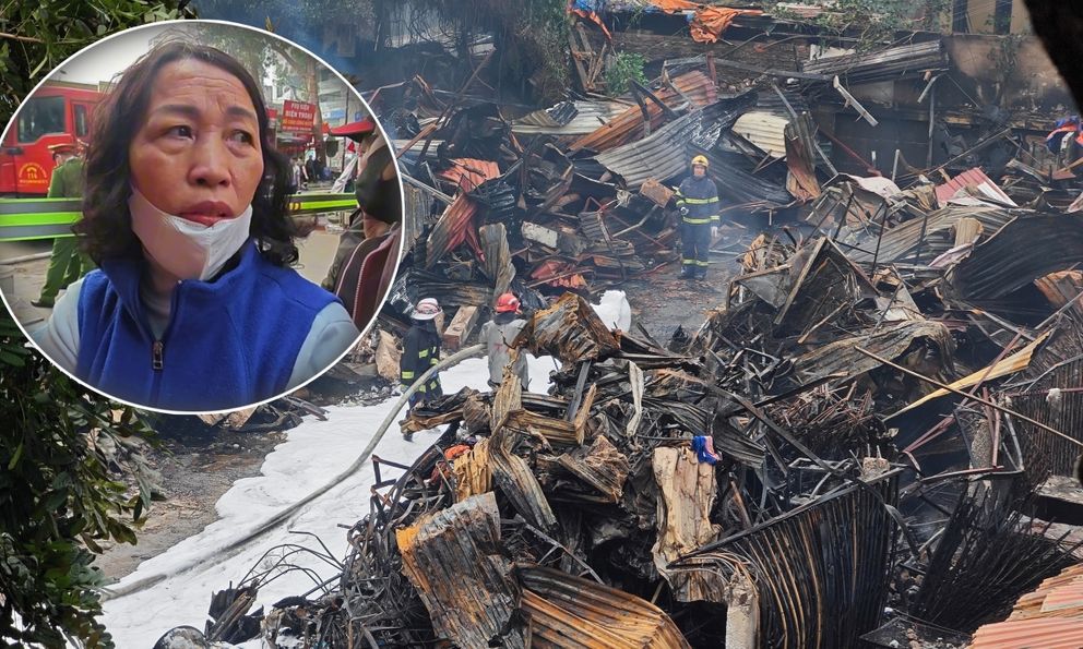 Toàn cảnh hiện trường vụ cháy chợ Xanh ở Hà Nội: Tiểu thương bàng hoàng bật khóc vì cả tỷ tiền hàng Tết vừa nhập đã hóa tro