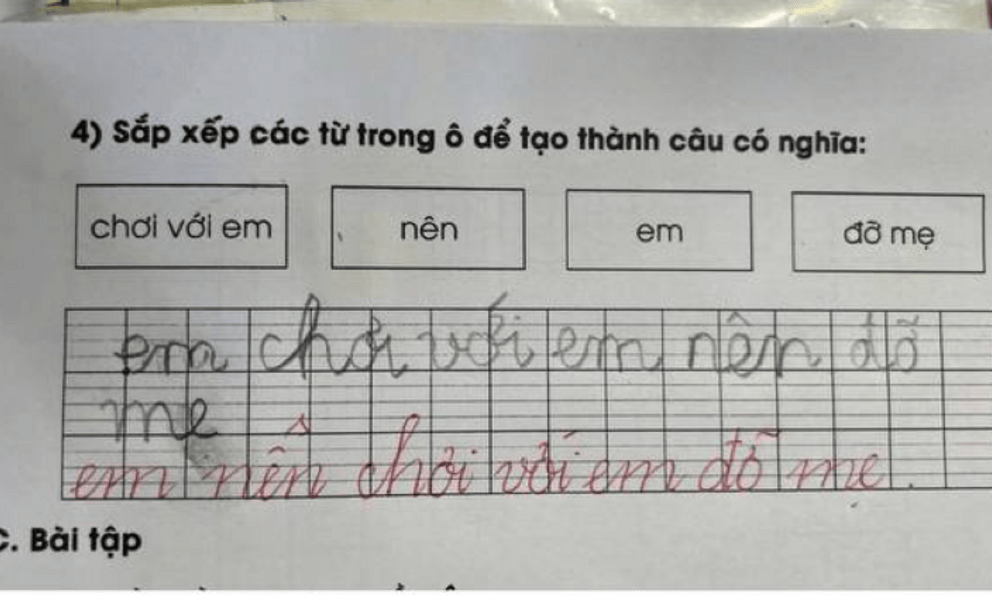 Bài tập Tiếng Việt lớp 1 khiến phụ huynh đọc xong mà ngỡ trình của mình không bằng học sinh tiểu học