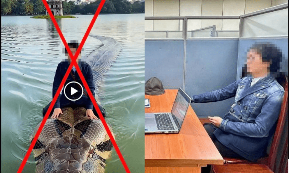 Xử phạt người dùng AI tạo video trăn khổng lồ bơi trên hồ Hoàn Kiếm