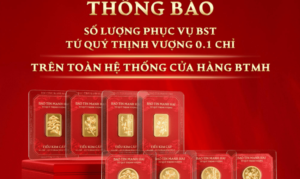 Bảo Tín Mạnh Hải thông báo về sản phẩm vàng 0,1 chỉ: Thay đổi từ ngày mai (16/1), khách hàng lưu ý!