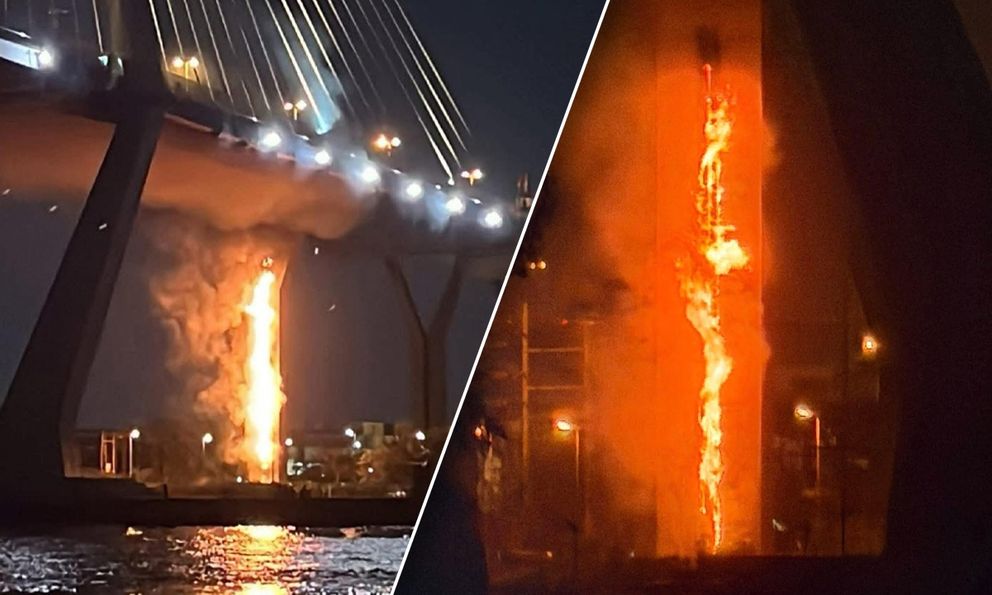 Bàng hoàng cảnh tượng trụ cầu cháy như đuốc giữa Bangkok, Thái Lan