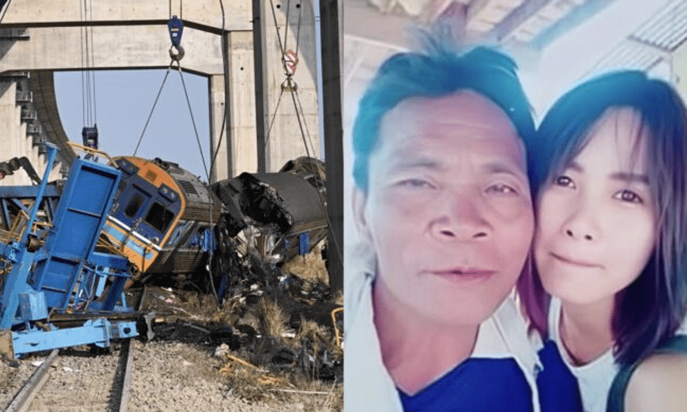 Con gái tử vong trên đường về nhà chịu tang cha vì cần cẩu đổ sập vào đoàn tàu đang chạy ở Thái Lan