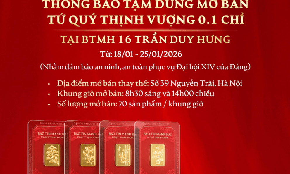 Vàng 0,1 chỉ đang hot: Bảo Tín Mạnh Hải thông báo dừng bán từ ngày mai tại cửa hàng này