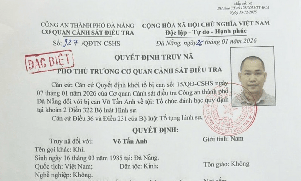 Truy nã loại “Đặc biệt” Võ Tấn Anh