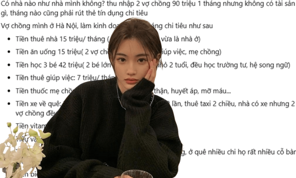 Bảng chi tiêu “KHÔNG CỨU NỔI”: Thu nhập 90 triệu/tháng vẫn âm tiền, phải vay mượn khắp nơi