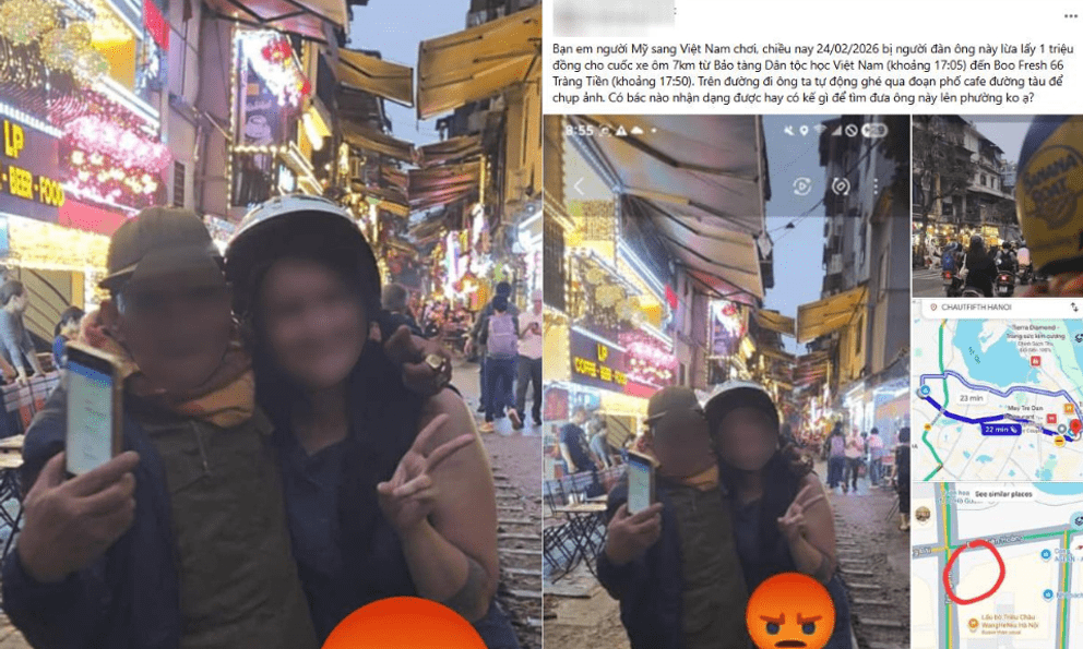 Công an Hà Nội vào cuộc xác minh vụ du khách Mỹ bị “chặt chém” 1 triệu đồng cho cuốc xe ôm 7km