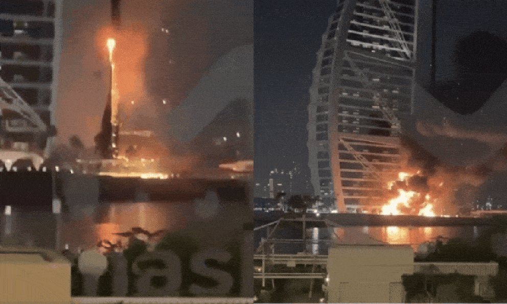 Burj Al Arab - biểu tượng xa hoa của Dubai - chìm trong biển lửa 