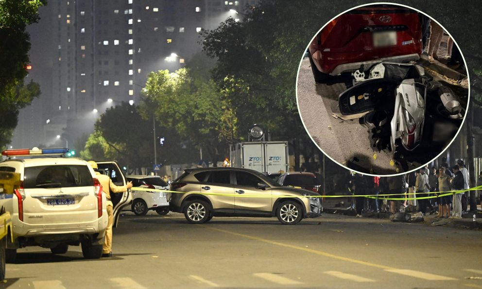 Hiện trường ô tô tông liên hoàn ở Hà Nội, 7 xe hư hỏng nằm giữa phố, nhiều người bị thương