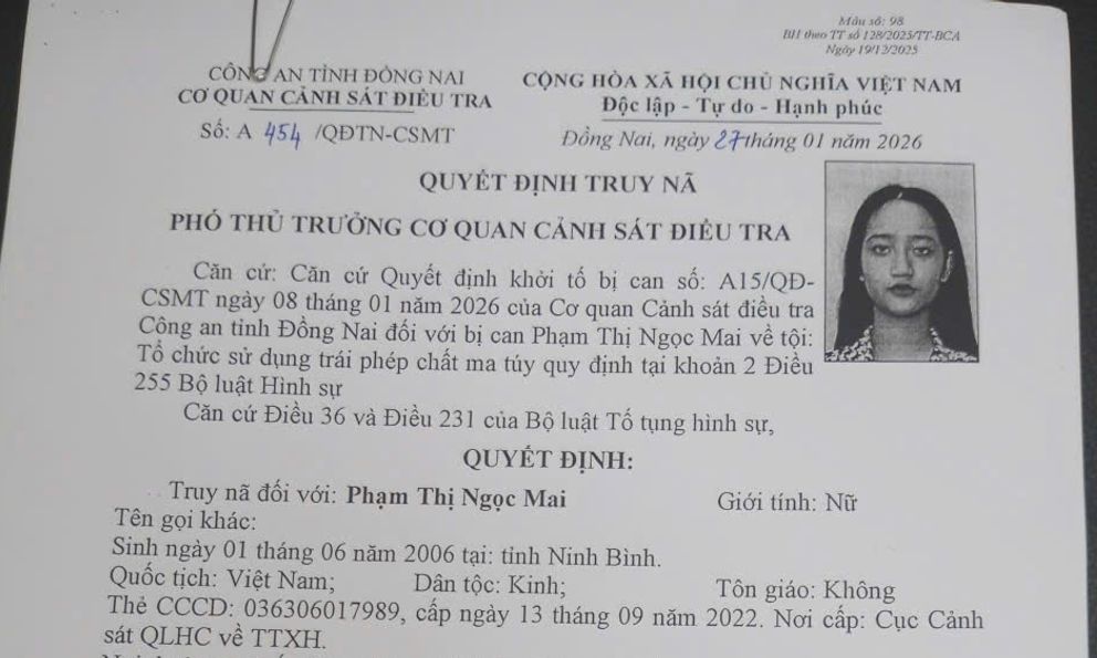 Truy nã Phạm Thị Ngọc Mai SN 2006