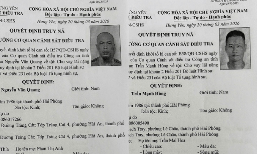 Ai thấy Nguyễn Văn Quang và Trần Mạnh Hùng ở đâu, liên hệ ngay số điện thoại 0949.222.823 
