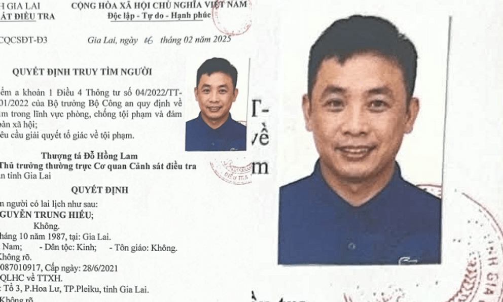 Ai thấy cựu nhân viên ngân hàng Nguyễn Trung Hiếu SN 1987, trình báo ngay cho công an