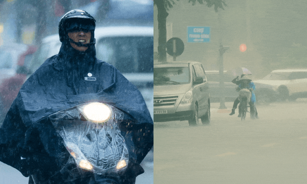Hà Nội sáng 2/7: Bầu trời bất ngờ tối sầm, mưa xối xả như trút nước khiến nhiều người không kịp trở tay