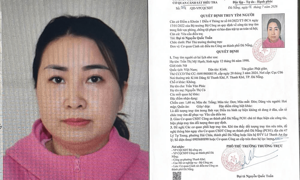 Ai thấy Trần Thị Mỹ Hạnh SN 1990 ở đâu, khẩn trương liên hệ công an: Danh tính người cung cấp sẽ được bảo mật