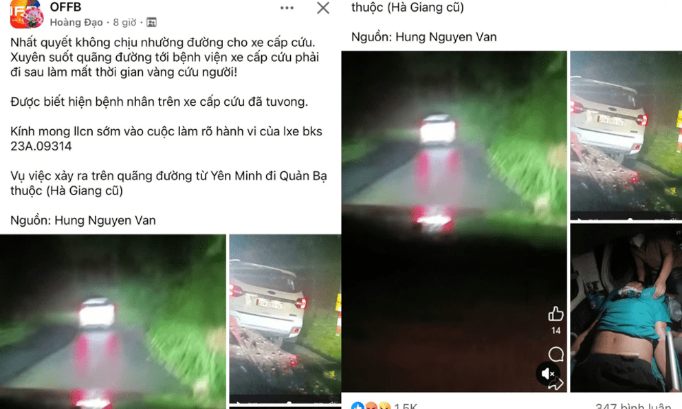 Công an thông tin vụ xe 7 chỗ có dấu hiệu không nhường xe cấp cứu: Nạn nhân đã tử vong trước đó, đang trên đường đưa về nhà