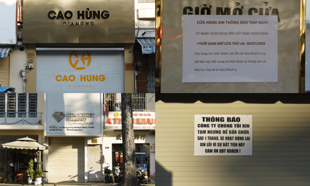 Ảnh: Hàng loạt cửa hàng kinh doanh kim cương tại TP.HCM đồng loạt tạm ngừng hoạt động