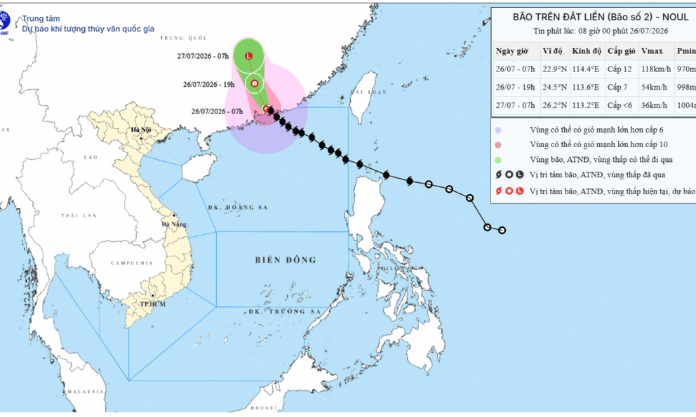 Thông tin mới nhất về cơn bão số 2