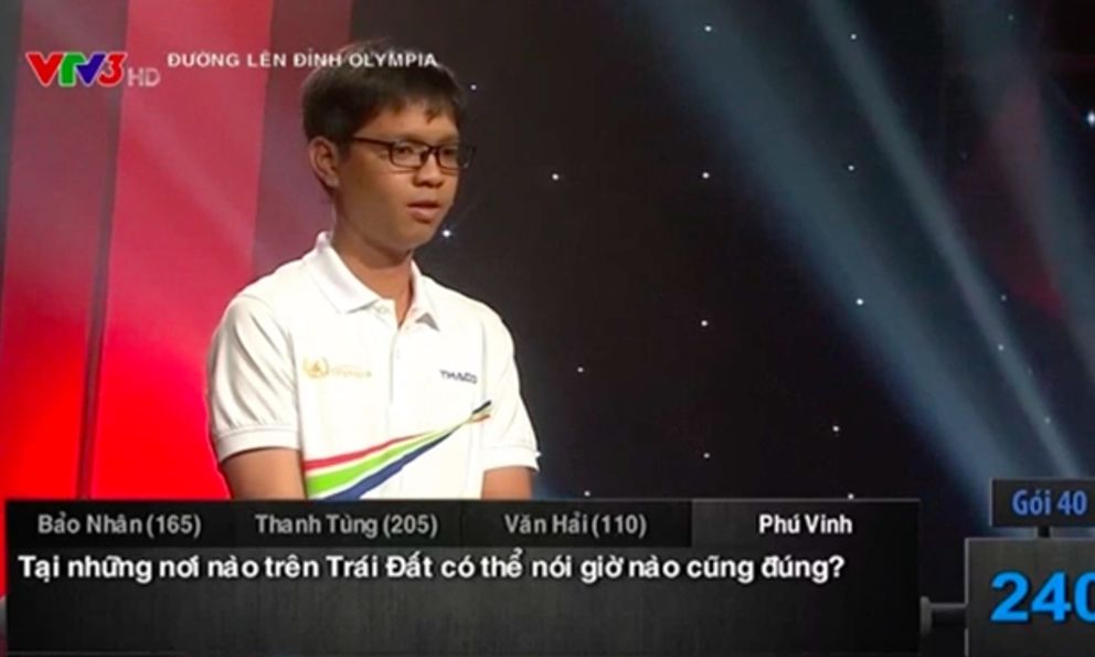 Câu trả lời từng được chấp nhận ở chung kết Đường lên đỉnh Olympia năm 2005 nhưng lại không được chấp nhận năm 2017