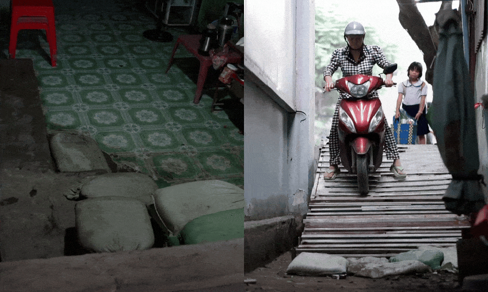 Cảnh tượng lạ trên con đường 93 tỷ đồng ở TP.HCM: Nhà dân lọt thỏm, xe máy phải xuống dốc