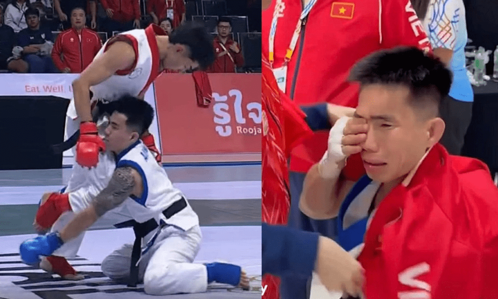 Võ sĩ Việt Nam bật khóc sau trận thua đầy tranh cãi trước đối thủ Thái Lan tại SEA Games