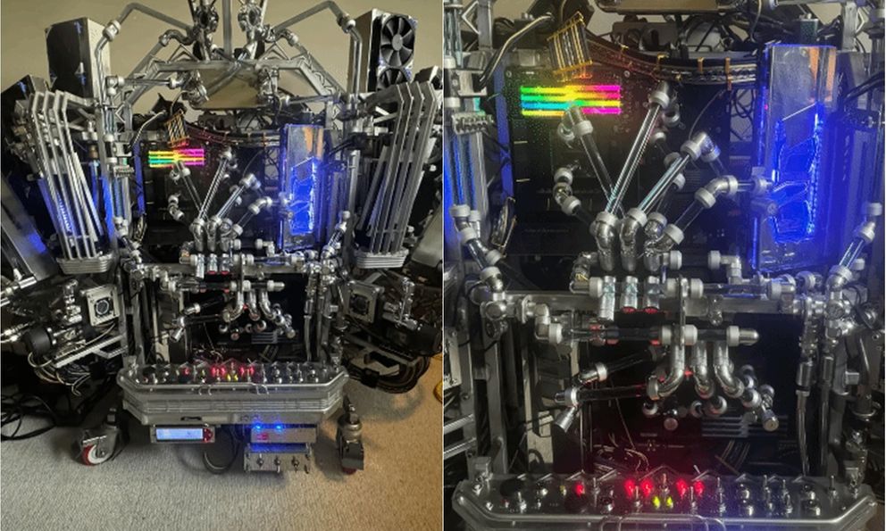 Nam game thủ bá đạo, tự dựng case PC khổng lồ cực hầm hố như robot, siêu tản nhiệt, yên tĩnh tuyệt đối