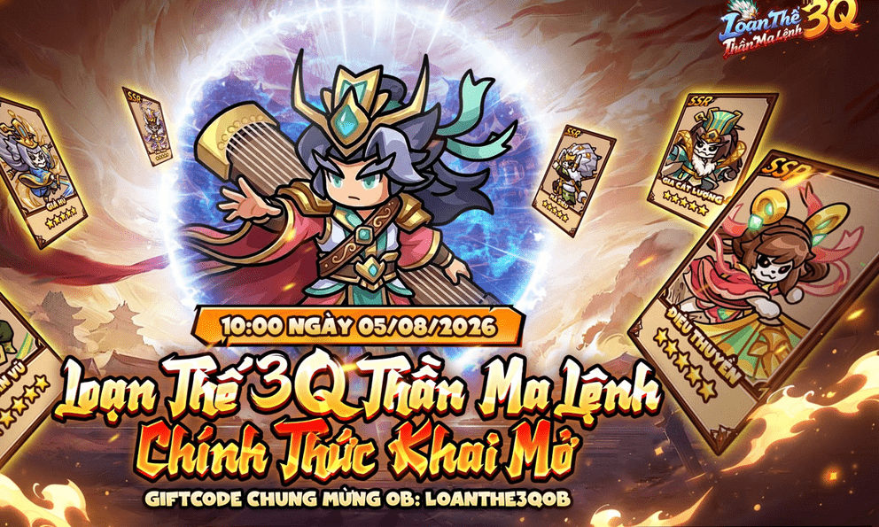 Loạn Thế 3Q: Thần Ma Lệnh chính thức ra mắt và nhanh chóng bùng nổ trên các bảng xếp hạng nhờ lối chơi thẻ tướng cuốn hút