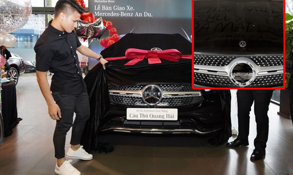 Mercedes-Benz GLC 300 của Quang Hải bị bóc mất logo, vợ danh thủ cho biết phải mua lại hết 10 triệu