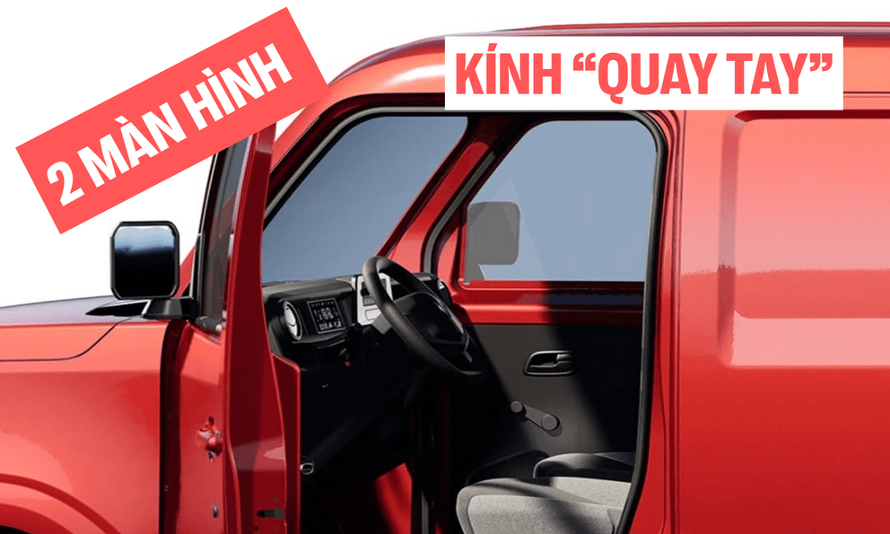 VinFast EC Van lần đầu có ảnh nội thất: Có điểm giống VF 3, 2 màn hình, kính 'quay tay'