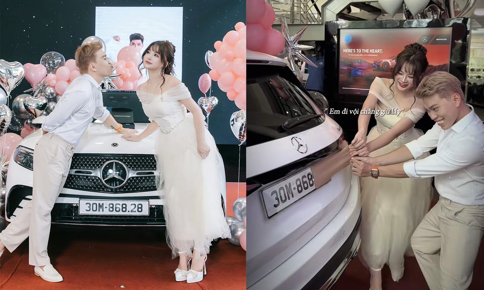 TikToker 175 triệu lượt thích tặng bạn gái Mercedes-Benz GLC 300 4Matic màu trắng trong ngày đặc biệt, chị em vào chỉ biết ‘xin vía’