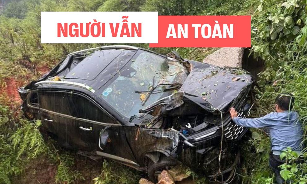 Vụ Ford Territory bị rơi xuống vực do sạt lở ở Sa Pa: Đầu xe hư hỏng nặng nhưng khoang cabin còn nguyên, 3 hành khách may mắn thoát nạn
