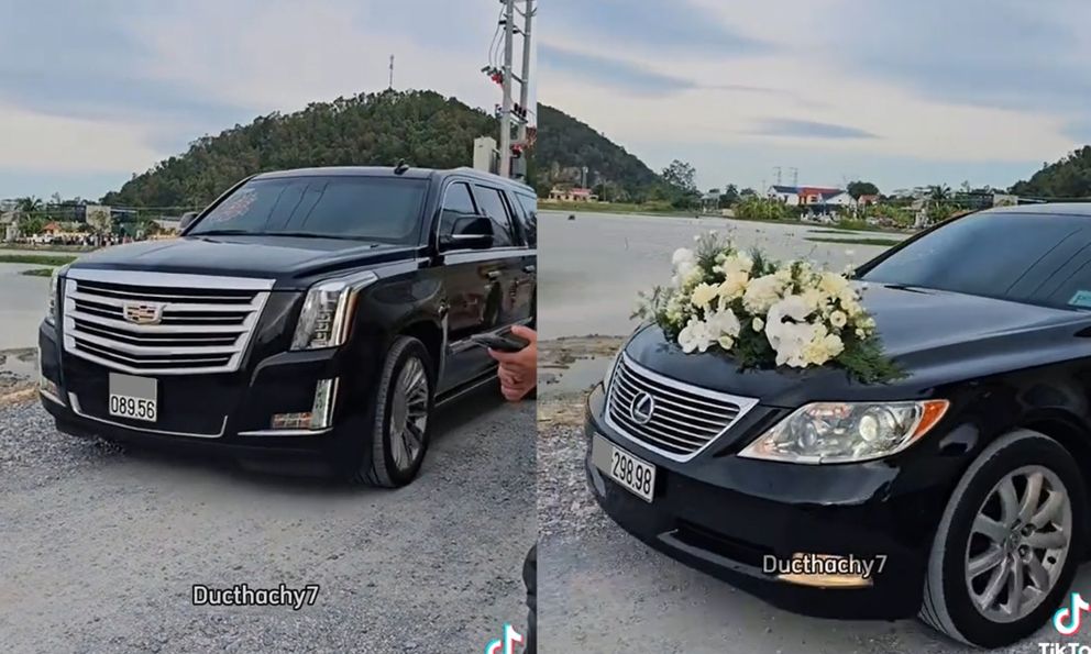 Ngắm dàn xe đón dâu của Hoa hậu Đỗ Thị Hà và thiếu gia Tập đoàn Sơn Hải: Toàn xe 'chấm' to, biển đẹp