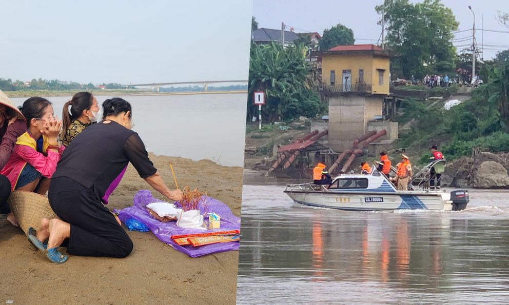 Vụ 5 học sinh mất tích trên sông Hồng: Nữ sinh được kéo vào gần bờ nhưng bị chới với 