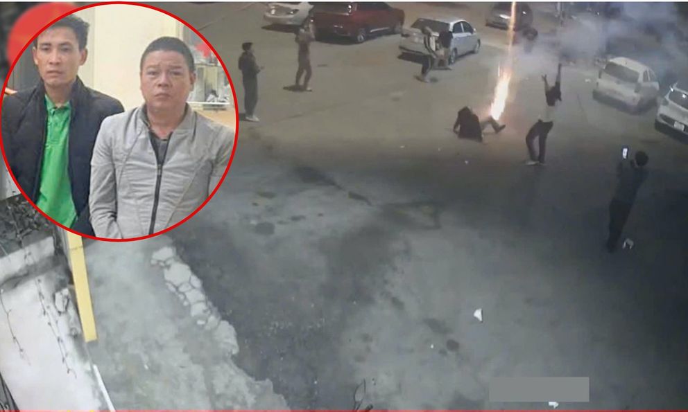 Tạm giữ khẩn cấp 2 người đàn ông mang pháo ra giữa đường đốt