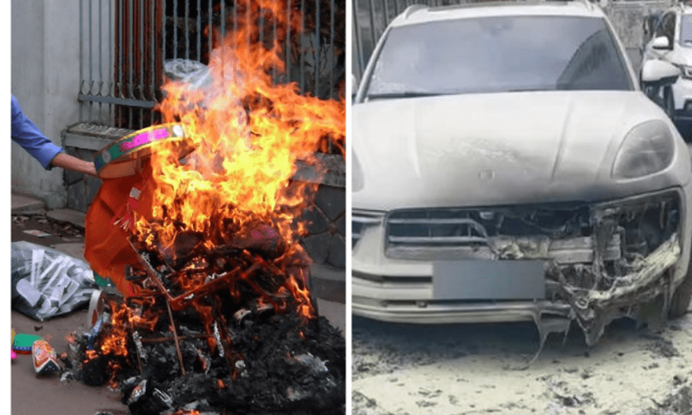 Tài xế Porsche khóc ròng vì hàng xóm đốt vàng mã làm cháy xe sang: Người gây hỏa hoạn nói 1 câu gây bức xúc!