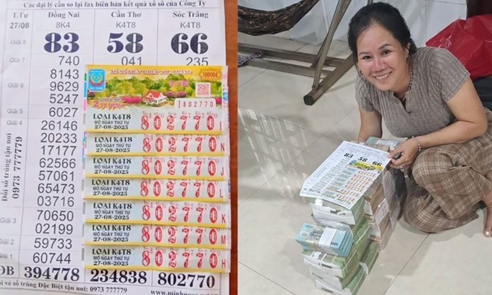 Một đại lý vừa đổi thưởng 7 tờ vé trúng độc đắc: Khách hơn 60 tuổi đi ô tô đến chở tiền về nhà