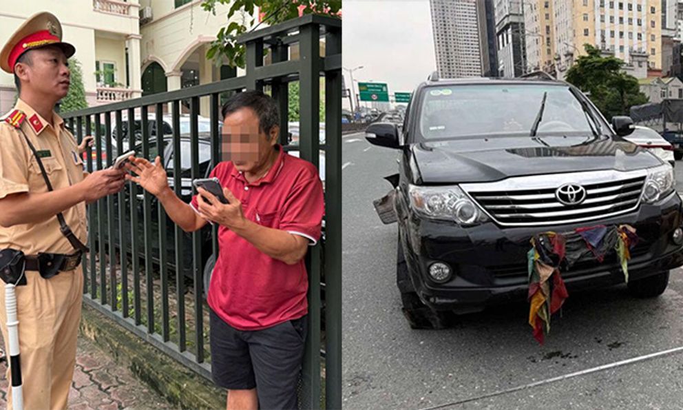 Danh tính tài xế lái ô tô nổ 2 lốp vào đường ngược chiều ở Hà Nội, nồng độ cồn gấp hơn 3 lần 