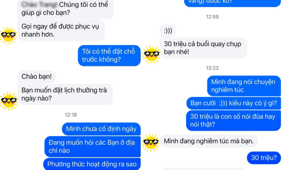 Khách hỏi giá chụp, quán trà ở Hà Nội 
