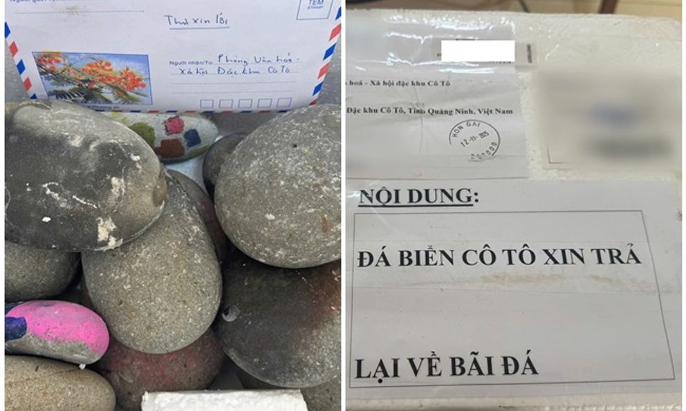 Du khách trả lại 14 kg đá cuội lấy từ Cô Tô 10 năm trước: Bưu phẩm đặc biệt cùng tâm thư 