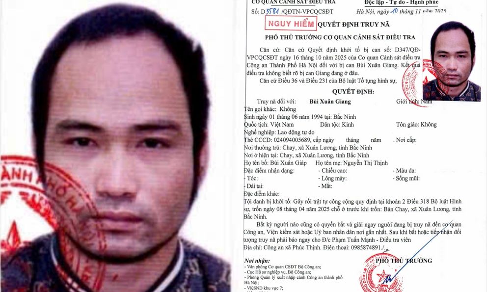 Quyết định truy nã Bùi Xuân Giang