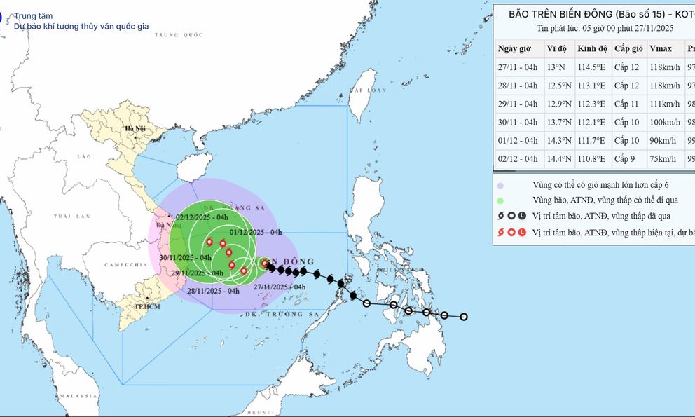 Bão số 15 di chuyển lắt léo, kịch bản xấu nhất sẽ đi thẳng vào khu vực 3 tỉnh