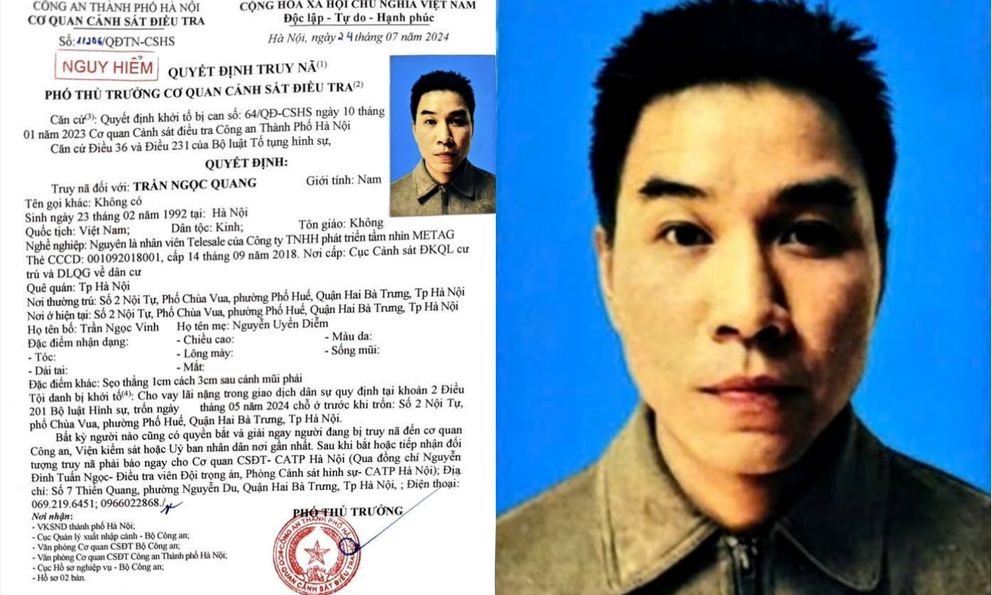 Truy nã Trần Ngọc Quang ở Hà Nội