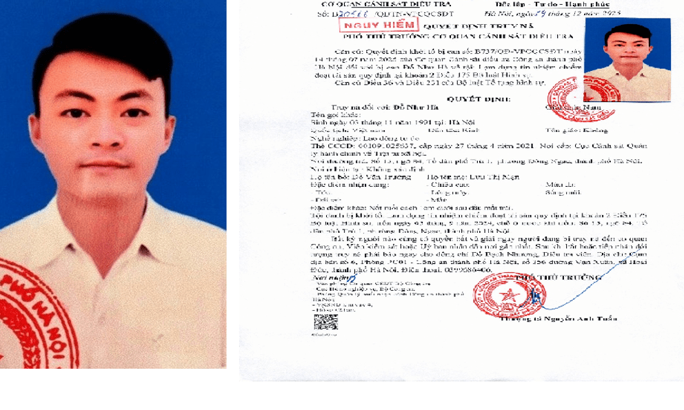 Truy nã Đỗ Như Hà sinh năm 1991