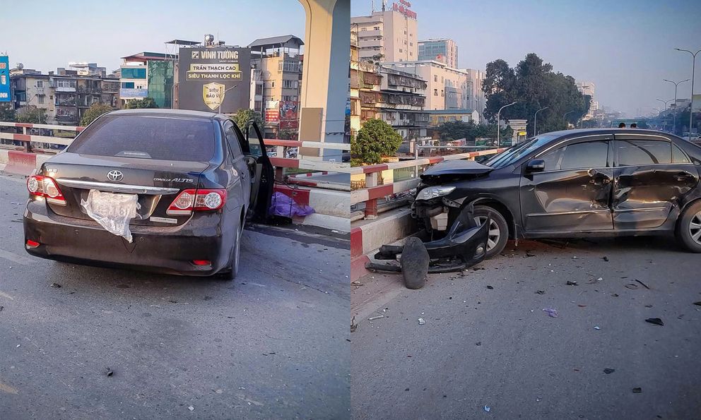 Hiện trường vụ nữ tài xế ô tô buồn ngủ gây tai nạn liên hoàn khiến 1 người tử vong trên phố Hà Nội 