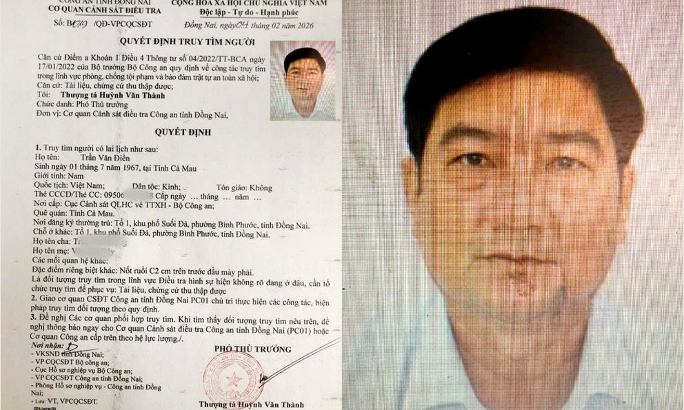 Quyết định truy tìm người có tên Trần Văn Điền SN 1967