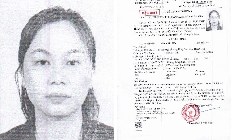 Quyết định truy nã Phạm Thị Hóa SN 1989